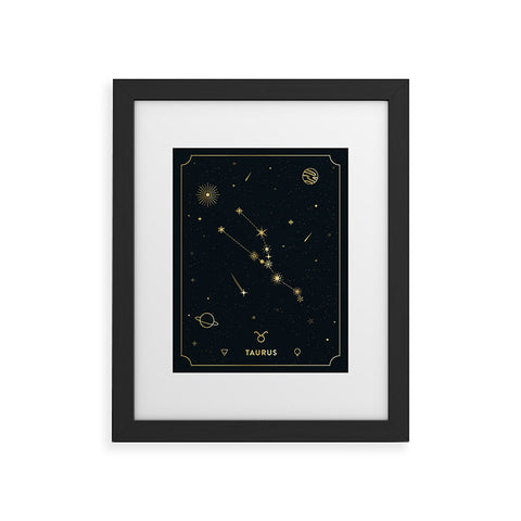 Cuss Yeah Designs Taurus Constellation in Gold Framed Art Print