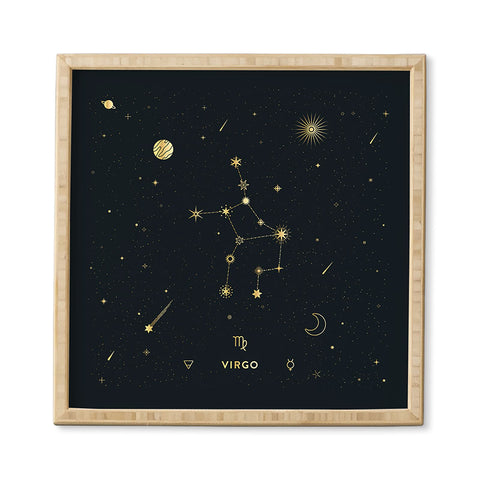 Cuss Yeah Designs Virgo Constellation in Gold Framed Wall Art
