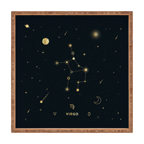 Cuss Yeah Designs Virgo Constellation in Gold Square Tray