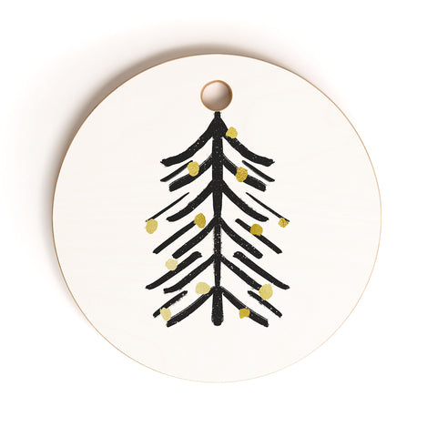 Cynthia Haller Black and gold spiky tree Cutting Board Round