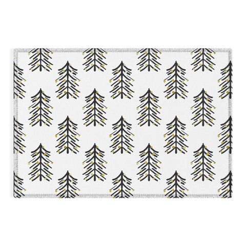 Cynthia Haller Black and gold spiky tree Outdoor Rug