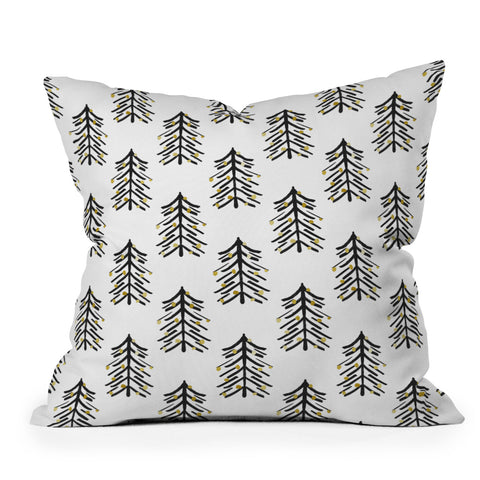 Cynthia Haller Black and gold spiky tree Throw Pillow