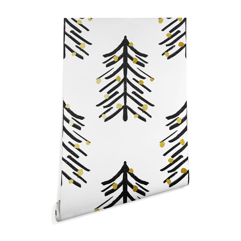 Cynthia Haller Black and gold spiky tree Wallpaper