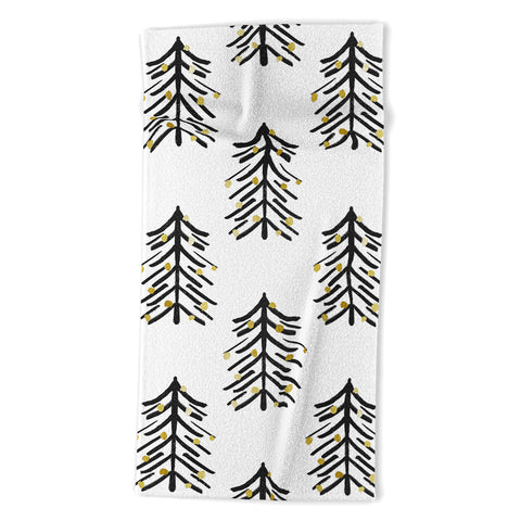 Cynthia Haller Black and gold spiky tree Beach Towel