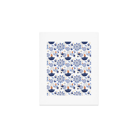 Cynthia Haller Blue Diwali diya pattern Art Print