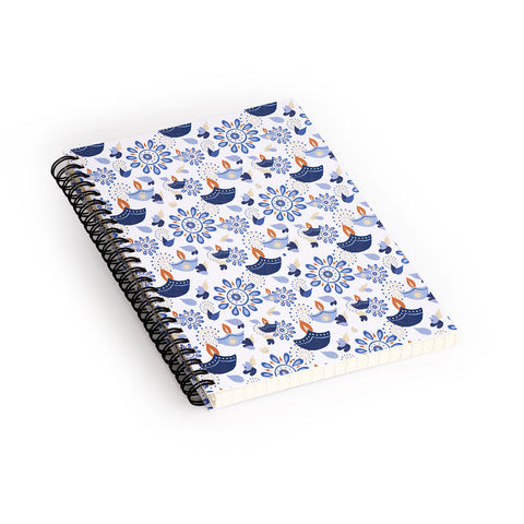 Cynthia Haller Blue Diwali diya pattern Spiral Notebook