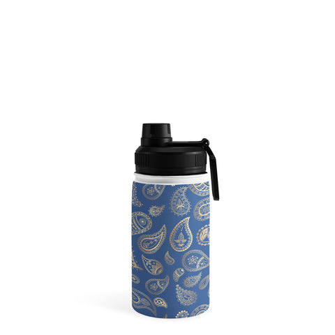 Cynthia Haller Classic blue and gold paisley Water Bottle
