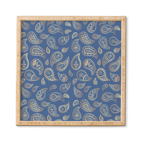 Cynthia Haller Classic blue and gold paisley Framed Wall Art