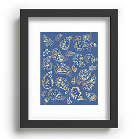 Cynthia Haller Classic blue and gold paisley Recessed Framing Rectangle