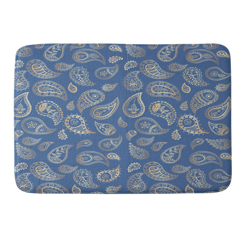 Cynthia Haller Classic blue and gold paisley Memory Foam Bath Mat