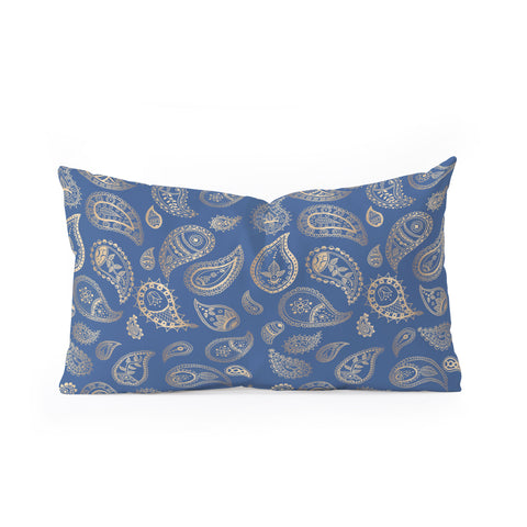 Cynthia Haller Classic blue and gold paisley Oblong Throw Pillow