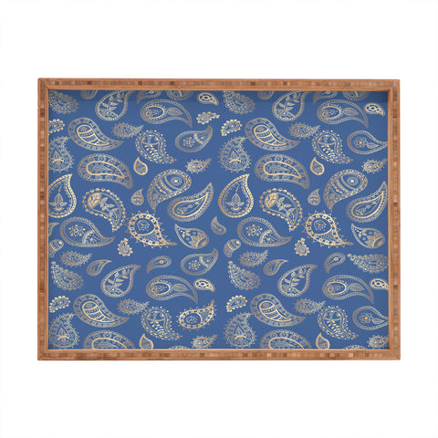 Cynthia Haller Classic blue and gold paisley Rectangular Tray