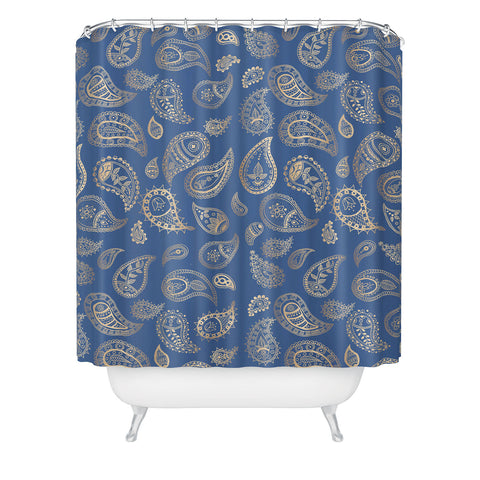 Cynthia Haller Classic blue and gold paisley Shower Curtain