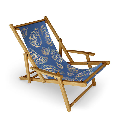 Cynthia Haller Classic blue and gold paisley Sling Chair