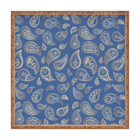 Cynthia Haller Classic blue and gold paisley Square Tray