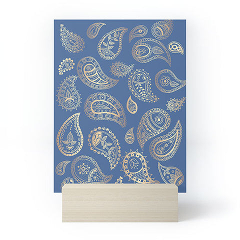 Cynthia Haller Classic blue and gold paisley Mini Art Print