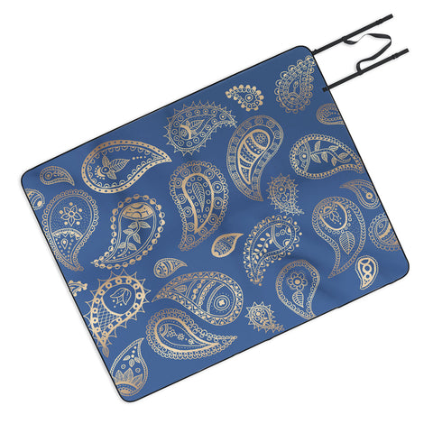 Cynthia Haller Classic blue and gold paisley Picnic Blanket