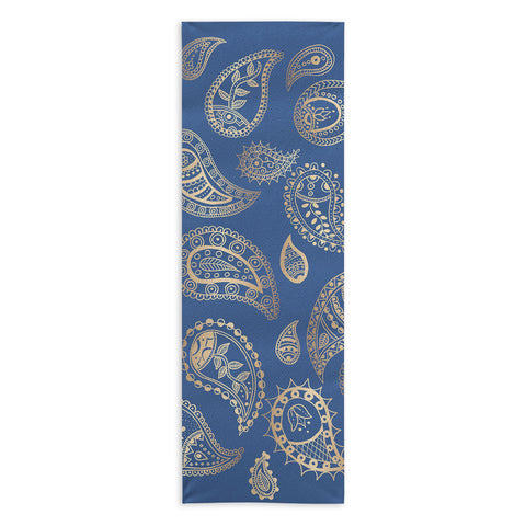 Cynthia Haller Classic blue and gold paisley Yoga Towel