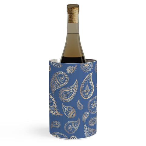 Cynthia Haller Classic blue and gold paisley Wine Chiller