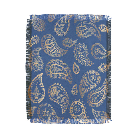 Cynthia Haller Classic blue and gold paisley Throw Blanket