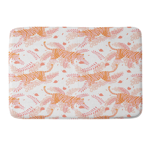 Cynthia Haller Orange and pink tiger Memory Foam Bath Mat