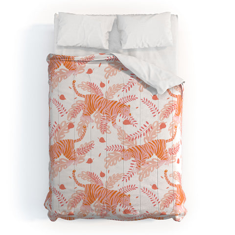 Cynthia Haller Orange and pink tiger Comforter