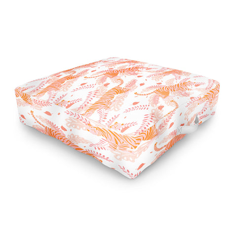 Cynthia Haller Orange and pink tiger Outdoor Floor Cushion