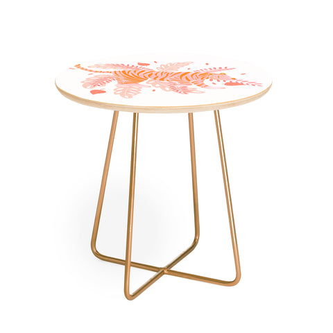 Cynthia Haller Orange and pink tiger Round Side Table