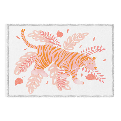 Cynthia Haller Orange and pink tiger Outdoor Rug