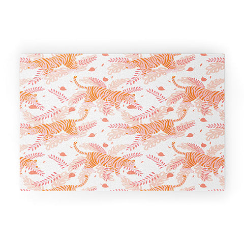 Cynthia Haller Orange and pink tiger Welcome Mat