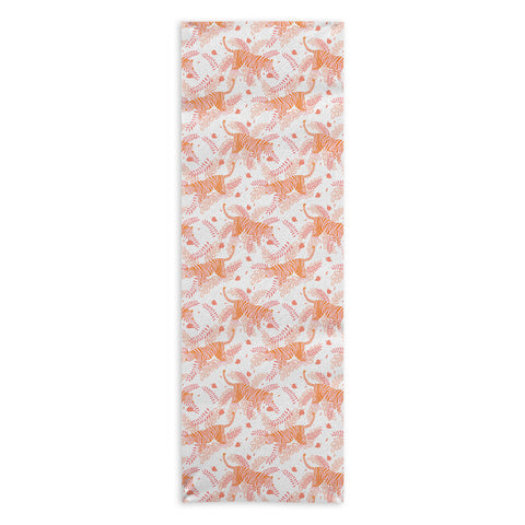 Cynthia Haller Orange and pink tiger Yoga Towel