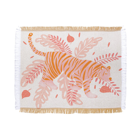 Cynthia Haller Orange and pink tiger Throw Blanket