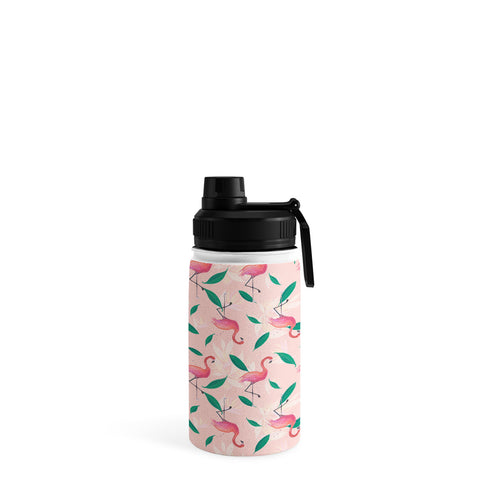 Cynthia Haller Pink flamingo tropical pattern Water Bottle
