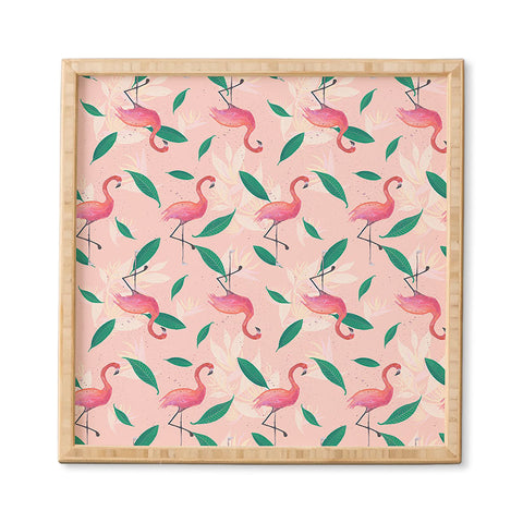 Cynthia Haller Pink flamingo tropical pattern Framed Wall Art