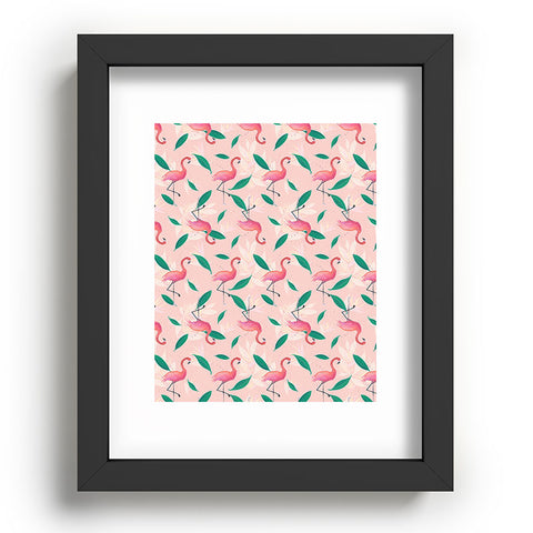 Cynthia Haller Pink flamingo tropical pattern Recessed Framing Rectangle
