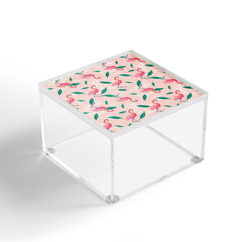Cynthia Haller Pink flamingo tropical pattern Acrylic Box