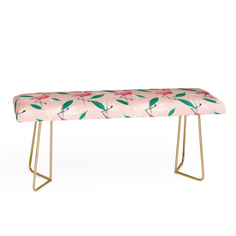 Cynthia Haller Pink flamingo tropical pattern Bench
