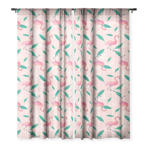 Cynthia Haller Pink flamingo tropical pattern Sheer Non Repeat