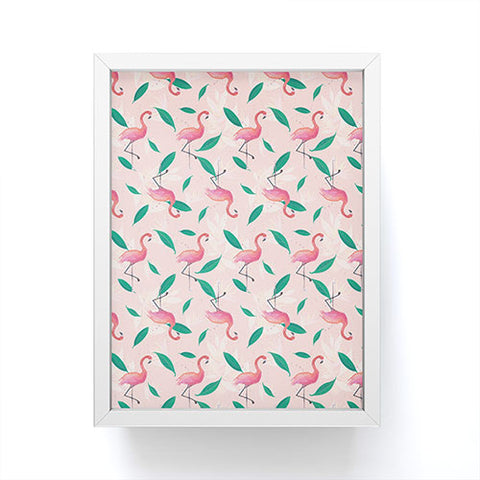 Cynthia Haller Pink flamingo tropical pattern Framed Mini Art Print