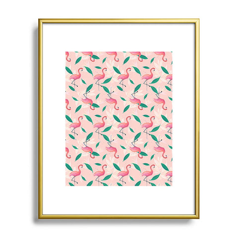 Cynthia Haller Pink flamingo tropical pattern Metal Framed Art Print