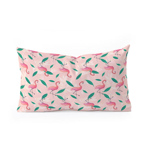 Cynthia Haller Pink flamingo tropical pattern Oblong Throw Pillow