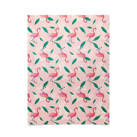Cynthia Haller Pink flamingo tropical pattern Poster