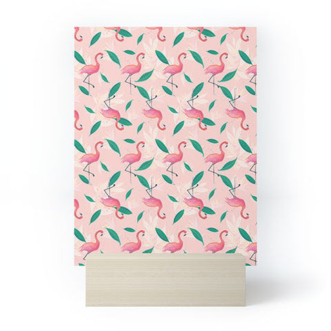 Cynthia Haller Pink flamingo tropical pattern Mini Art Print