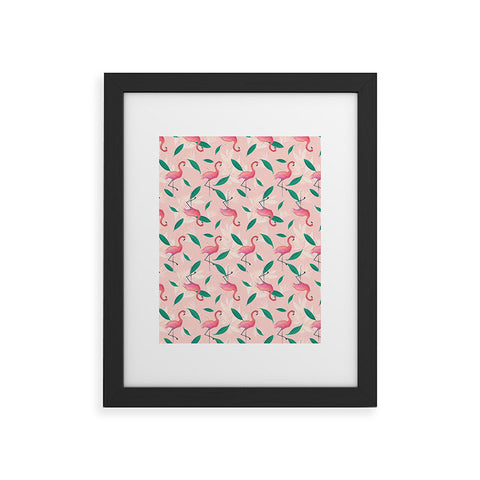 Cynthia Haller Pink flamingo tropical pattern Framed Art Print