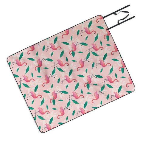 Cynthia Haller Pink flamingo tropical pattern Picnic Blanket