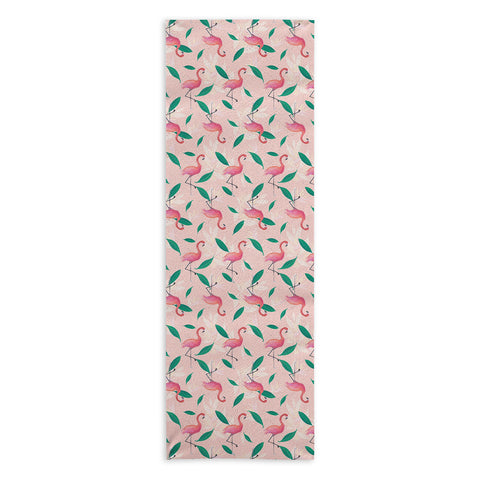 Cynthia Haller Pink flamingo tropical pattern Yoga Towel