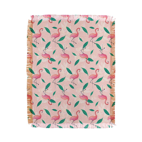 Cynthia Haller Pink flamingo tropical pattern Throw Blanket