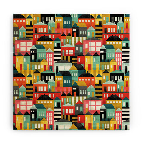 CynthiaF Bauhouses Wood Wall Mural