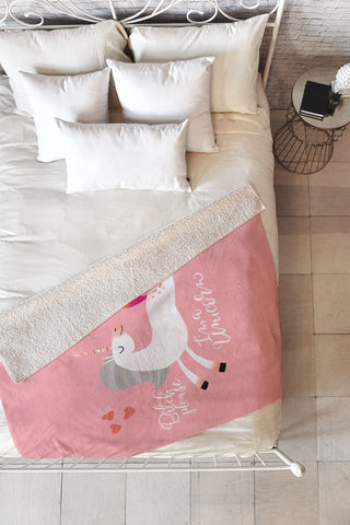 CynthiaF Bitch Please Im a Unicorn Fleece Throw Blanket