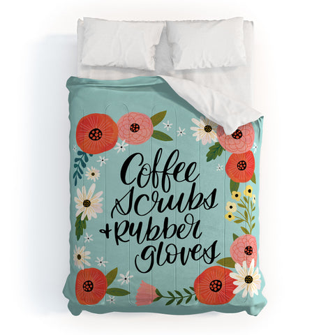 CynthiaF Coffee Scrubs and Rubber Gloves Comforter
